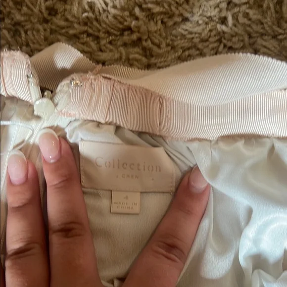 Collection J Crew Cream Midi A-Line Skirt with Ruffles - Picture 2 of 4